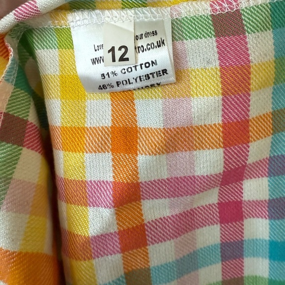 New ✨ Carmen’ Bright Check Vintage Dress - Picture 10 of 11